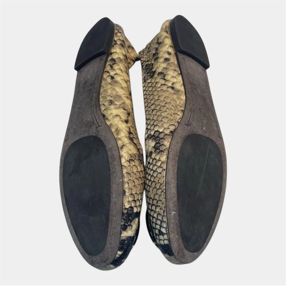 Tory Burch Chelsea Snake Embossed Cap Toe Ballet Flats Womens Sz 10 Leather